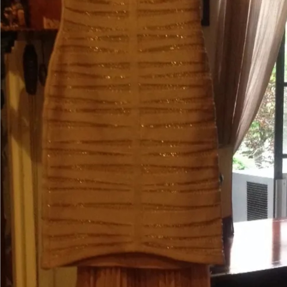 Herve leger Eliza dress gown Small beige beaded small nude - Picture 9 of 11